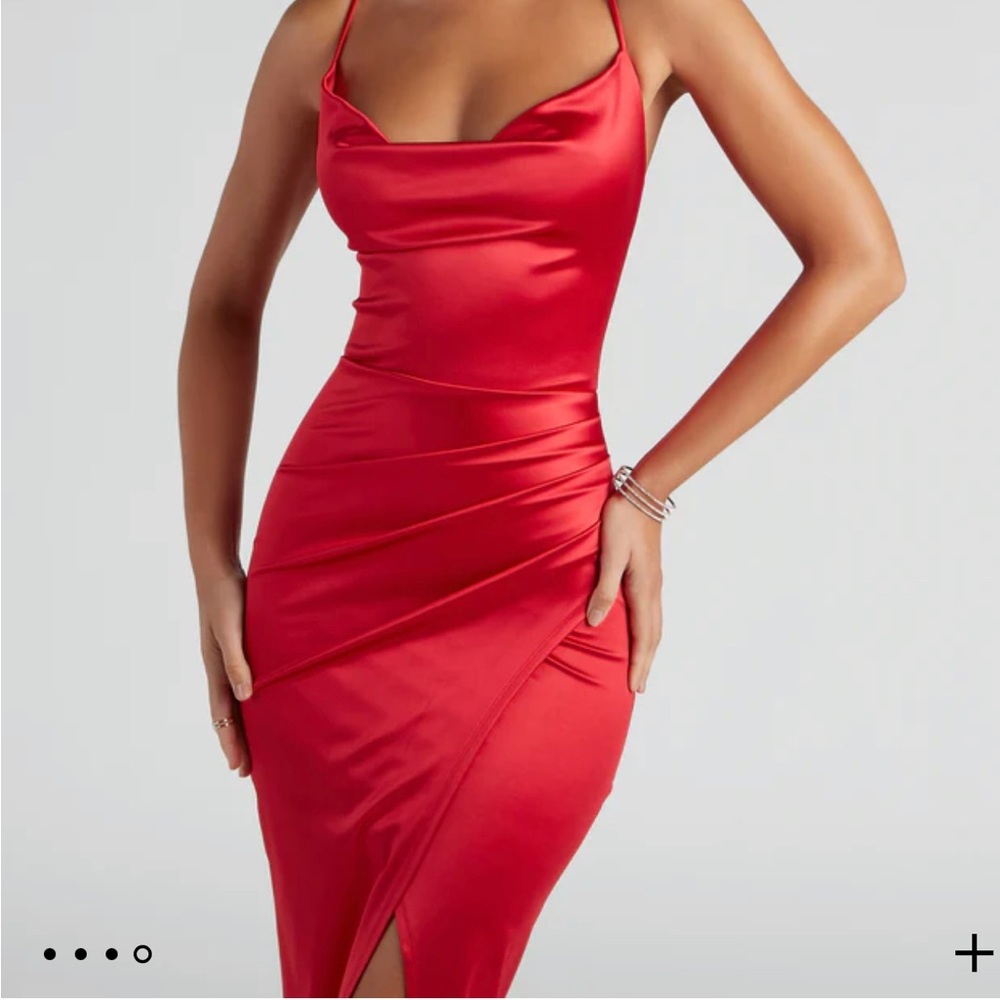 Red satin dress
